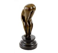 Kunst & Ambiente - Bronze sculpture - A Bent-over woman on a marble pedestal - signed by Milo - Sexy Statue