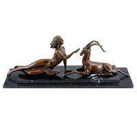 Kunst & Ambiente Female Nude With Gazelle Art Deco Bronze Sculpture