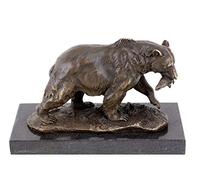 Kunst & Ambiente - Grizzly Bear with Salmon - Animal Sculpture for sale - Bronze Brownbear by Milo - Canadian Hunting - Figure on Marble Base - Home Decor
