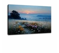 Kunstbruder Abstract Wall Pictures in XXL Formats, Art Print (Wildflowers at Night, 70 x 100 cm) - Vintage Wall Decoration for Living Room & Dining Room
