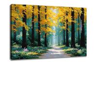 Kunstbruder Art Print Path of Peace - 40 x 60 cm Yellow Green Composition, Elegant Wall Picture with Acrylic Structure, Timeless Wall Design for Home