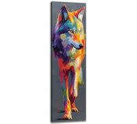 Kunstbruder Canvas Picture The Coloured Wolf 50 x 150 cm - Orange Animal Motif, Modern Art on Canvas, Creative Wall Decoration for Living Room, Stylish Wall Design