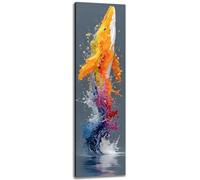 Kunstbruder Canvas Picture The Luminous Whale, 20 x 60 cm, Yellow Animal Motif, Modern Art on Canvas, Creative Wall Decoration for Living Room, Stylish Wall Design