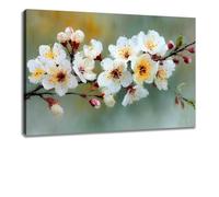 Kunstbruder Canvas Picture White Blossom in Light 30 x 40 cm - White Yellow Play of Colours, Textured Painting, Elegant Wall Decoration, Artistic Atmosphere for Living Room