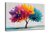 Kunstbruder The Rainbow Tree Wall Picture, 60 x 80 cm, Colourful Acrylic Art, Exclusive Painting, Elegant Wall Art for Living Spaces, Creative Decoration