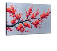 Kunstbruder Wall Picture Fire Branch of Nature 60 x 80 cm - Red Orange Acrylic Paints, Vivid Painting, Stylish Decoration for Modern Rooms and Living Environment