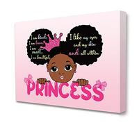 Kunstdruck auf Leinwand, Motiv: Black Girl Affirmation, I am Kind I am Brave I am Smart, inspirierend, gerahmt, fertig zum Aufhängen, für Kinderzimmer, Mädchen, Zuhause, Wanddekoration, 30.5x38.1 cm