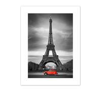 Kunstdruck auf Leinwand, Motiv Eiffelturm in Paris, Rot