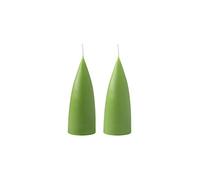 Kunstindustrien® Cone Shaped Candles, 43 Colours, Dripless & Smokeless, 15 Hour Burn Time, Unscented, 2pcs. 6.5x16cm (Light Green)
