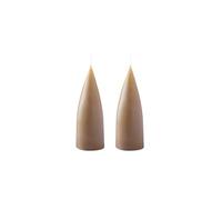 Kunstindustrien® Cone Shaped Candles, Made in Denmark, 43 colours available, Dripless & Smokeless Pillar Candles, Candles long burning 15 hours, Unscented Candle gift set, 2pcs. 6.5x16cm (Dark Nougat)