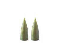 Kunstindustrien® Cone Shaped Candles, Made in Denmark, 43 colours available, Dripless & Smokeless Pillar Candles, Candles long burning 15 hours, Unscented Candle gift set, 2pcs 6.5x16cm (Olive Green)