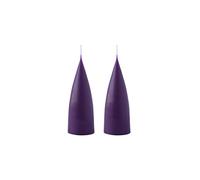 Kunstindustrien® Cone Shaped Candles, Made in Denmark, 43 colours available, Dripless & Smokeless Pillar Candles, Candles long burning 15 hours, Unscented Candle gift set, 2pcs. 6.5 x 16cm (Violet)