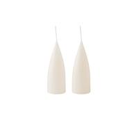 Kunstindustrien® Cone Shaped Candles, Made in Denmark, 43 colours available, Dripless & Smokeless Pillar Candles, Candles long burning 15 hours, Unscented Candle gift set, 2pcs. 6.5 x 16cm (Off White)