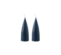 Kunstindustrien® Cone Shaped Candles, Made in Denmark, 43 colours available, Dripless & Smokeless Pillar Candles, Candles long burning 15 hours, Unscented Candle gift set, 2pcs. 6.5x16cm (Marine Blue)