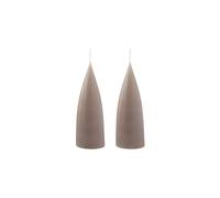Kunstindustrien® Cone Shaped Candles, Made in Denmark, 43 Colours Available, Dripless & Smokeless Pillar Candles, Candles Long Burning 15 Hours, Unscented Candle Gift Set, 2pcs. 6.5 x 16cm (Linen)