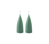 Kunstindustrien® Cone Shaped Candles, Made in Denmark, 43 colours available, Dripless & Smokeless Pillar Candles, Candles long burning 15h, Unscented Candle gift set, 2pcs 6.5x16cm (Dark Reseda Green)