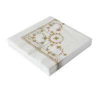 Kunstindustrien® Paper Napkins, Made in Denmark, Gold, Mussel Painted Royal Danish Design, White Serviettes, Xmas, 20pcs. 33 x 33cm (Gold Fluted)