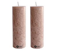 Kunstindustrien® Pillar Candle, Handmade in Europe, 2 Pack - Vegan, 100% Upcycled Olive Wax, Candles Long Burning 49hrs, Unscented Church Candles, Smoke- & Dripless (2 pcs, Ø 6 cm x H 18 cm, Hazelnut)