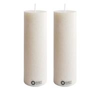Kunstindustrien® Pillar Candle, Handmade in Europe, 2 Pack- Vegan, 100% Upcycled Olive Wax, Candles Long Burning 49hrs, Unscented Church Candles, Smoke- & Dripless (2 pcs, Ø 6 cm x H 18 cm, Off-White)