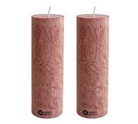 Kunstindustrien® Pillar Candle, Handmade in Europe, 2 Pack - Vegan, 100% Upcycled Olive Wax, Candles Long Burning 49hrs, Unscented Church Candles, Smoke- & Dripless (2 pcs, Ø 6 cm x H 18 cm, Chestnut)