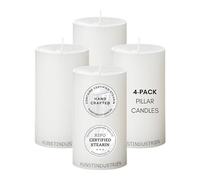 Kunstindustrien® Pillar Candles, Handmade, RSPO Certified, Dripless & Smokeless Church Candles, White Candles Long Burning 70 Hours per Candle, Unscented Candle Gift Set, 4 pcs. 7 x 12cm (White)