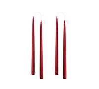 Kunstindustrien® Tapered Candles, Made in Denmark, 42 Colours Available, Dripless & Smokeless Dinner Candles, Candles Long Burning 15 Hours, Unscented Candle Gift Set, 4pcs. 2.2 x 35cm (Dark Red)
