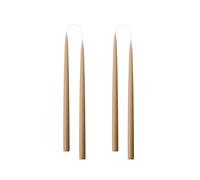 Kunstindustrien® Tapered Candles, Made in Denmark, 42 Colours Available, Dripless & Smokeless Dinner Candles, Solid Candles Long Burning 15 Hours, Unscented Candle Gift Set, 4pcs. 2.2 x 35cm (Nougat)