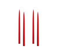 Kunstindustrien® Tapered Candles, Made in Denmark, 42 colours available, Dripless & Smokeless Dinner Candles, Candles long burning 15 hours, Unscented Candle gift set, 4pcs. 2.2 x 35cm (Christmas Red)