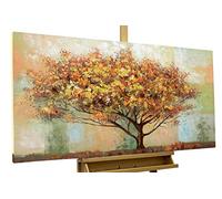 Kunstloft Acrylic painting | 100% HANDPAINTED | 47x24inches | Framed wall art 'No Man's Land' | Forest & trees | Brown | Painting on canvas