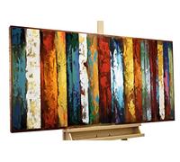 Kunstloft Vivid Metal 3D Relief Image 'Third Dimension' 47x24x2inches | Large hand-crafted wall decoration | colourful abstract stripes | Contemporary wall art design picture mural