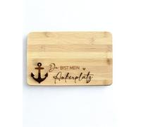Kunstmanufaktur Engel Bamboo Breakfast Board, Chopping Board with Engraving "Du bist mein Ankerplatz", 22 x 14 x 0.8 cm, Maritime Decoration, Gift Idea, Gift Maritime, Gift Wood, Anchor, Kitchen