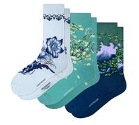 Kunstsokken Art Socks - Flowers 3-pack - van Ggh, Monet - gifts for artists stocking presents novelty socks christmas stocking fillers women sock gift set