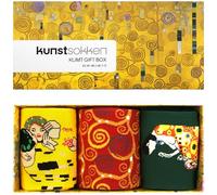 Kunstsokken Art Socks - Gustav Klimt Giftbox 3-pack - gifts for artists stocking presents novelty socks christmas stocking fillers women sock gift set