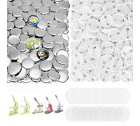 KUNTAERY 200 Sets 1 Inch Button Maker Supplies, 25mm Round Badge Parts with Metal Covers, Plastic Pin Backs, Clear Film & Blank Paper, Perfect for Button Maker Machine & Badge Press