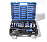 Kuntech 43PCS Suspension Shock Absorber Strut Nut Removal Tool Socket Set, 1/2 inch Steering Hub Shock Absorber Ratchet and Wrench Set, Shock Strut Installation Removal Tool Kit for All Vehicles