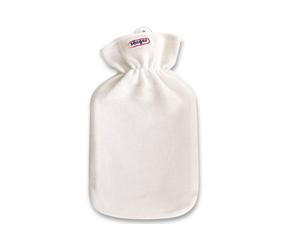 Kunterbunt White Fleece Cover Hot Water Bottle with 2,0L