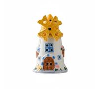 Kuntesetty Ceramic Night Light Windmills Decorative Lamp Porcelain Cottage Table Lamp Soothing Ambience Fairy Tale Glow Suitable for Bedroom Study Desk Gift Giving, Yellow