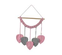 Kuntesetty Macrame Wall Hanging Leaves Tapestry Woven Leaf Tassels Art for Living Space Office Apartment, Pink