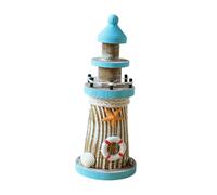 Kuntesetty Wooden Lighthouse Ornament Table Decor 19 cm Retro Design Beach Themed Decoration for Gift Children Room Cabinet Cafe Dorm, Lifebuoy