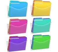 Kuntine.B 6 Pack Clear Single Pocket File Holder Hanging Wall Organizer, Wall Mount Mails Magazines Organizer for Office and Home