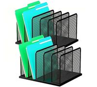 Kuntine.B Desk File Organizer 5 Upright Mesh Desktop Organizer File Sorter Office Organization File Holder for Home, Office & Classroom, 2 Pack