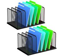 Kuntine.B Desk File Organizer 7 Upright Mesh Desktop Organizer File Sorter Office Organization File Holder for Home, Office & Classroom, 2 Pack