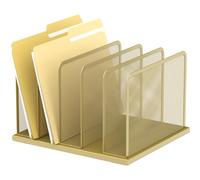 Kuntine.B Desk File Organizer Upright Mesh Desktop Organizer File Sorter Office Organization File Holder for Home, Office & Classroom (Gold, 1 Pack 5-Section)