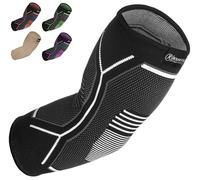 Kunto Fitness Products Elbow Brace Support Sleeve for Pain, Joint Compression, Circulation, Sports, Golf, Tennis, Athletics & Everyday Use! (XL, White/Gray)