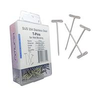 KUNWU SUS304 Real Stainless Steel Wig T-Pins for Knit & Lace Wet Blocking Modelling and Crafts, 1-3/4 inch 100 Pieces with PVC Box
