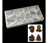 Kunye Generic 8 Holes Christmas Clear Polycarbonate Chocolate Mold - Bell and Santa Claus Shaped Holes - Transparent - Plastic - FOOD_PREPARATION_MOLD