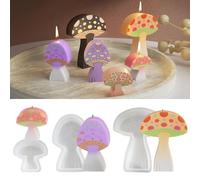 Kunyeah 3Pcs Mushroom Silicone Candle Mold 3D Mushroom Making Mold Cute Epoxy Resin Casting Mold DIY Silicone Mold for Crafts Soap Home Decor Handmade Ornament