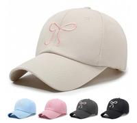 Kunyeah Bow Baseball Cap for Women Girls Sun Hat Ajustable Trucker Cap Cute Wide Brim hat (UK, Alpha, One Size, Standard, Beige)