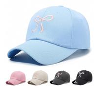 Kunyeah Bow Baseball Cap for Women Girls Sun Hat Ajustable Trucker Cap Cute Wide Brim hat (UK, Alpha, One Size, Standard, Blue)