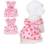 Kunyeah Girl Dog Dresses Pet Strawberries Princess Dress Summer Sleeveless Puppy Clothes Cat Bow Decor Costume with Leash Ring Breathable Vest for Small Medium Pet (Pink, M)